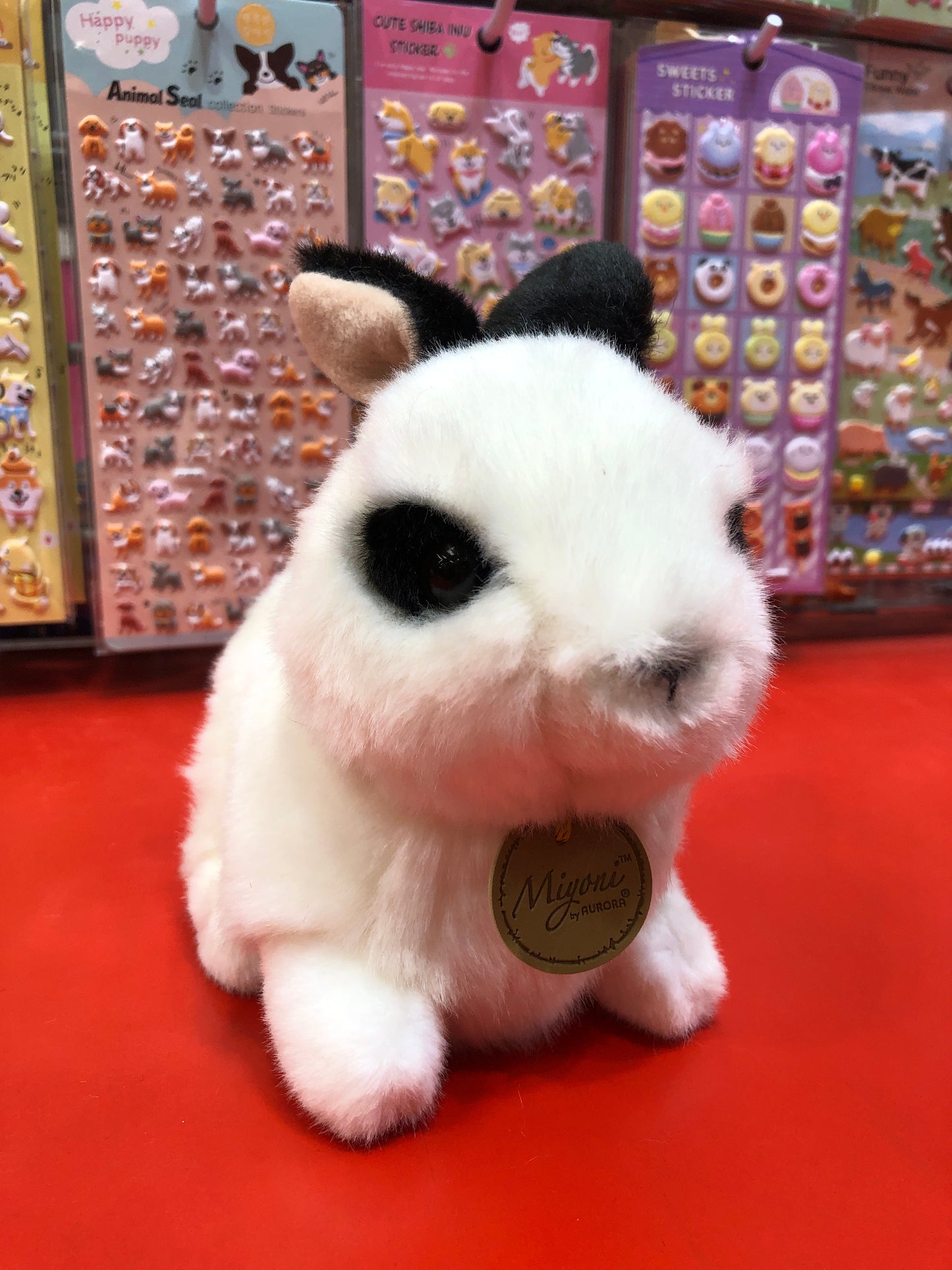 Aurora Miyoni Black and White Rex Rabbit Plush 8"