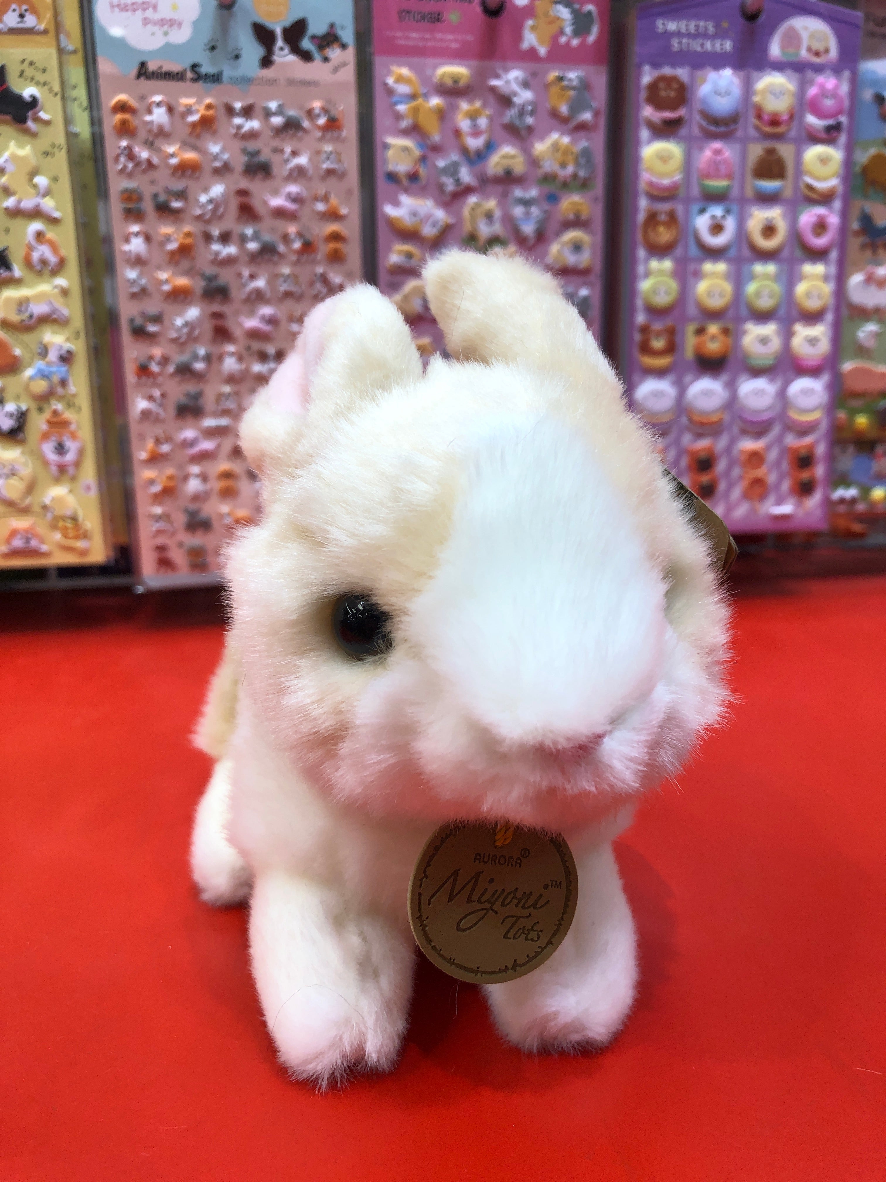 Aurora Miyoni Tots Ginger and White Baby Bunny Plush 7.5 Sausalito Ferry Co