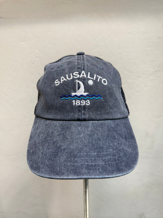 Sausalito Full Moon Sail 1893 Over Washed Trucker Cotton And Mesh Cap