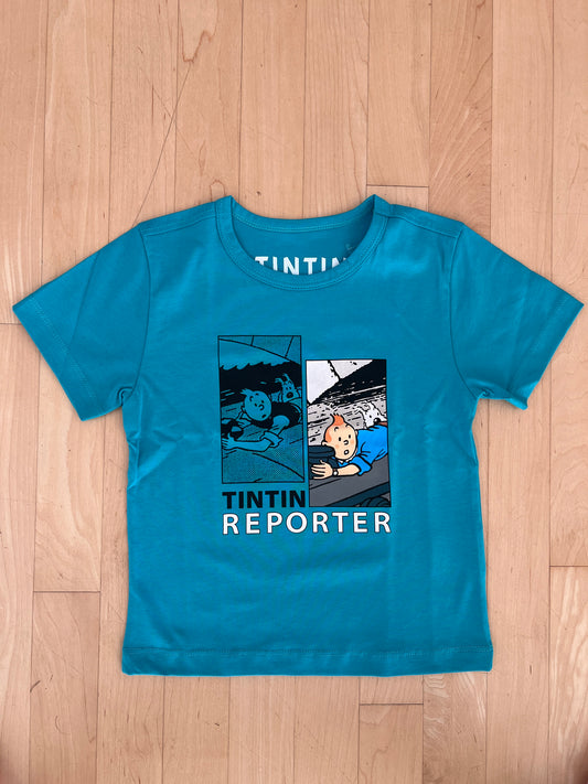 Tintin Duo Version Reporter Kids Turquoise T Shirt