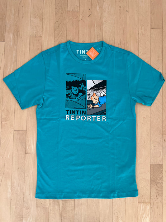 Tintin Duo Version Reporter Unisex Turquoise T Shirt