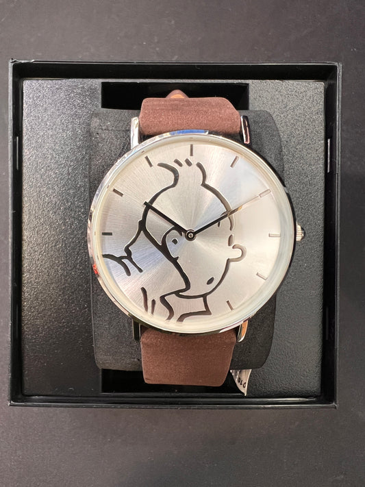 Tintin Watch, Characters Classic, Brown and White, Small. Ref: 015325