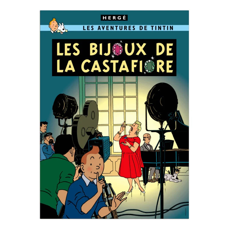 Sh... Lights, camera, action! The incredible Bianca Castafiore sings in front of an audience. However, it seems that Captain Haddock isn’t quite the biggest fan...  Poster measures 50 cm (19.6") wide x 70cm (27.6") tall. Semi gloss finish. Poster comes rolled in a sturdy mailing tube.