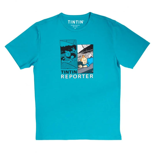 Tintin Duo Version Reporter Unisex Turquoise T Shirt