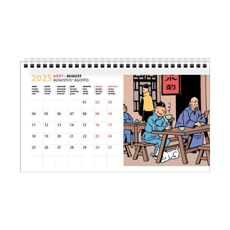 Tintin 2025 Blue Lotus Table Calendar Ref. 24488