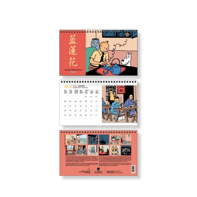 Tintin 2025 Blue Lotus Table Calendar Ref. 24488