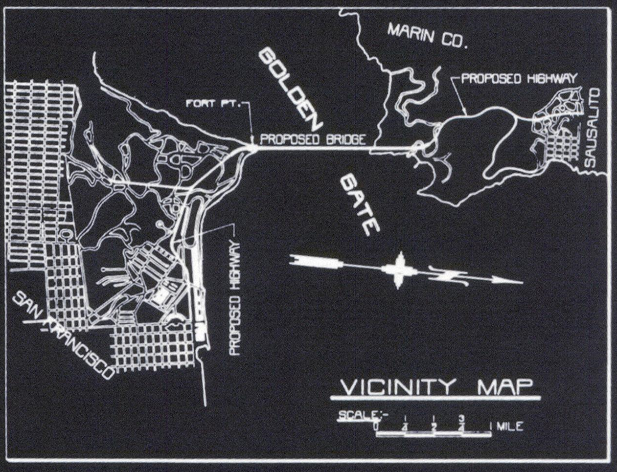 Golden Gate Bridge General Plan and Elevation Blue Print