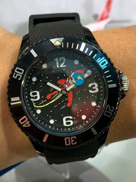 Tintin, Moon Rocket Watch, Black Band, Large Ref: 82437