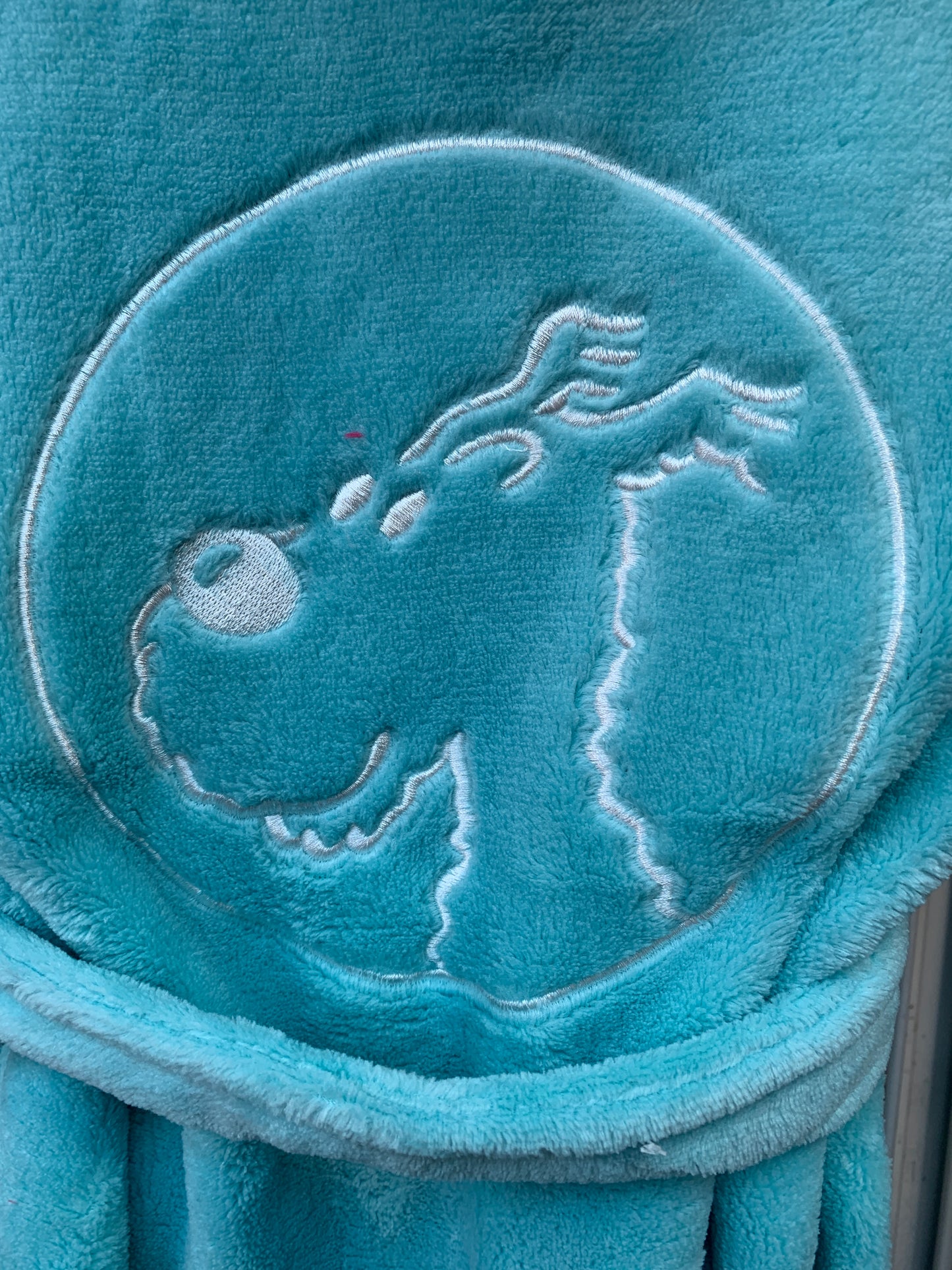 Snowy Kid's Hooded Fleece Robe Aqua