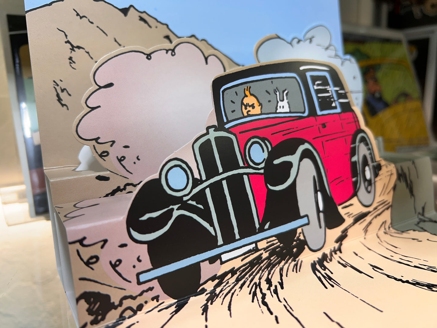 Tintin Drives The Rosengart Get Away Car Pop Up Card From the Broken Ear