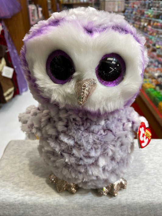 Ty Beanie Boo Medium Moonlight Purple Owl Plush 13"