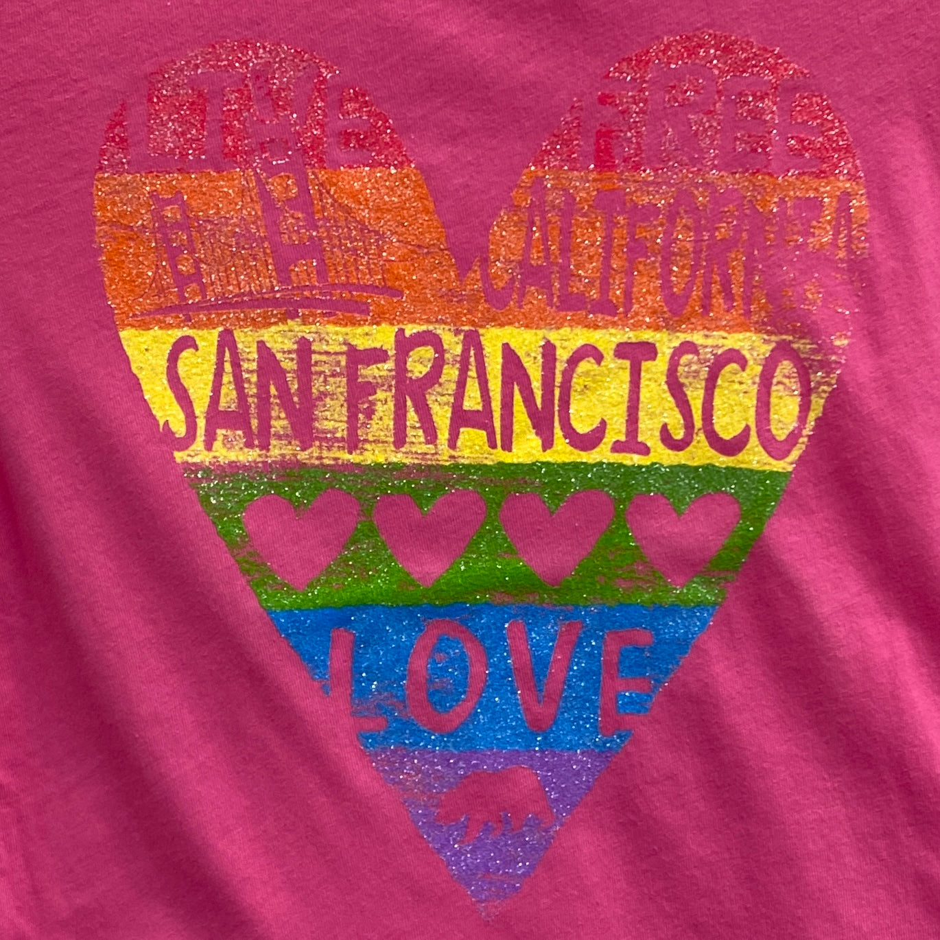 San Francisco Stripe Heart Girls' Short Sleeve T Shirt