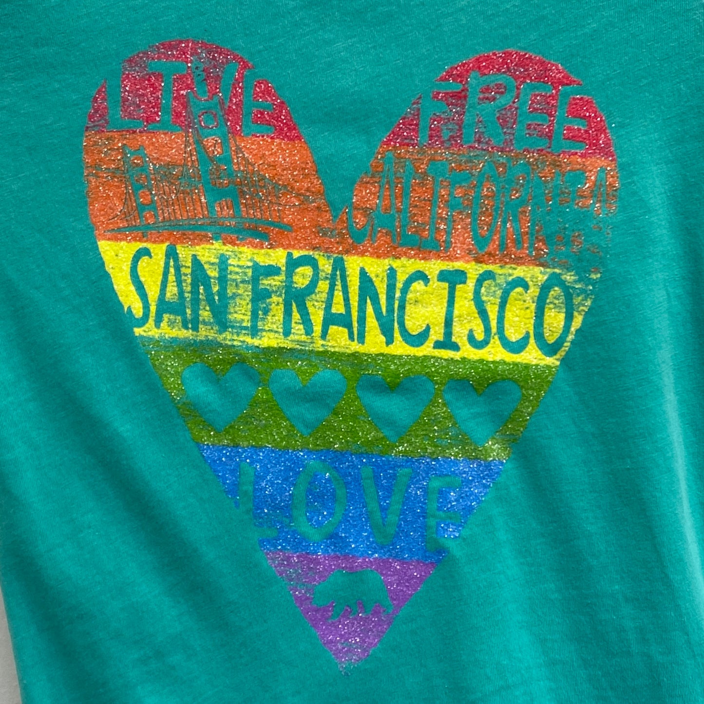 San Francisco Stripe Heart Girls' Short Sleeve T Shirt