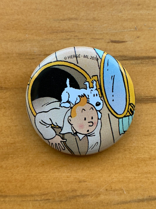 Tintin and Snowy Encounter Captain Haddock Button