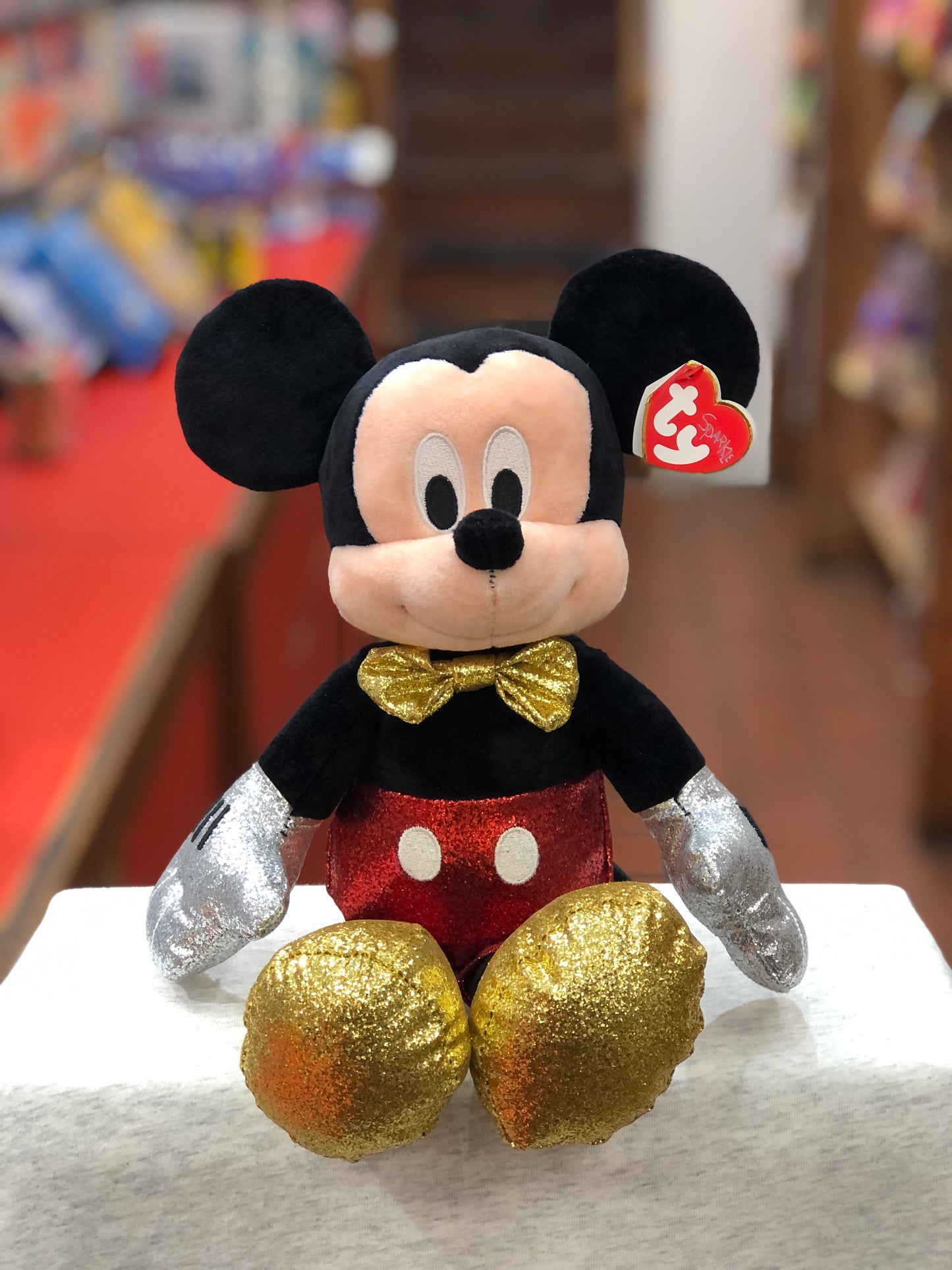 Ty Mickey Mouse Red Sparkle Medium Plush 13"