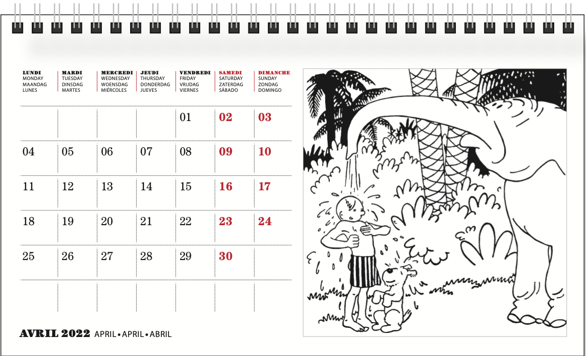 2022 Tintin Desk Calendar 2022. 21cm x 12.5cm