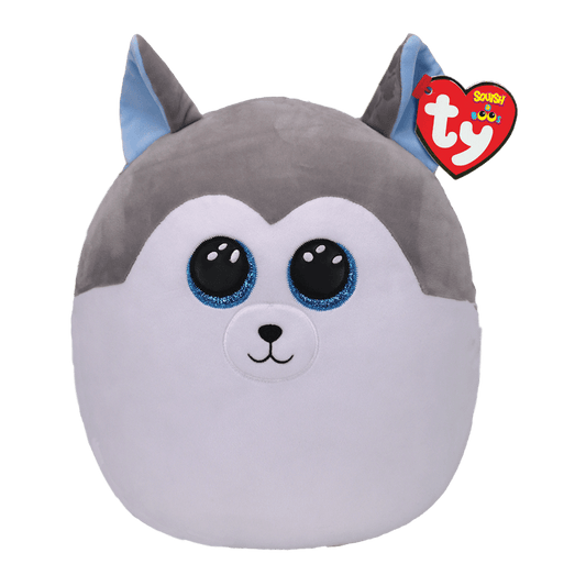 Ty Squish-a-Boo Medium Slush Grey and White Husky Plush 10"