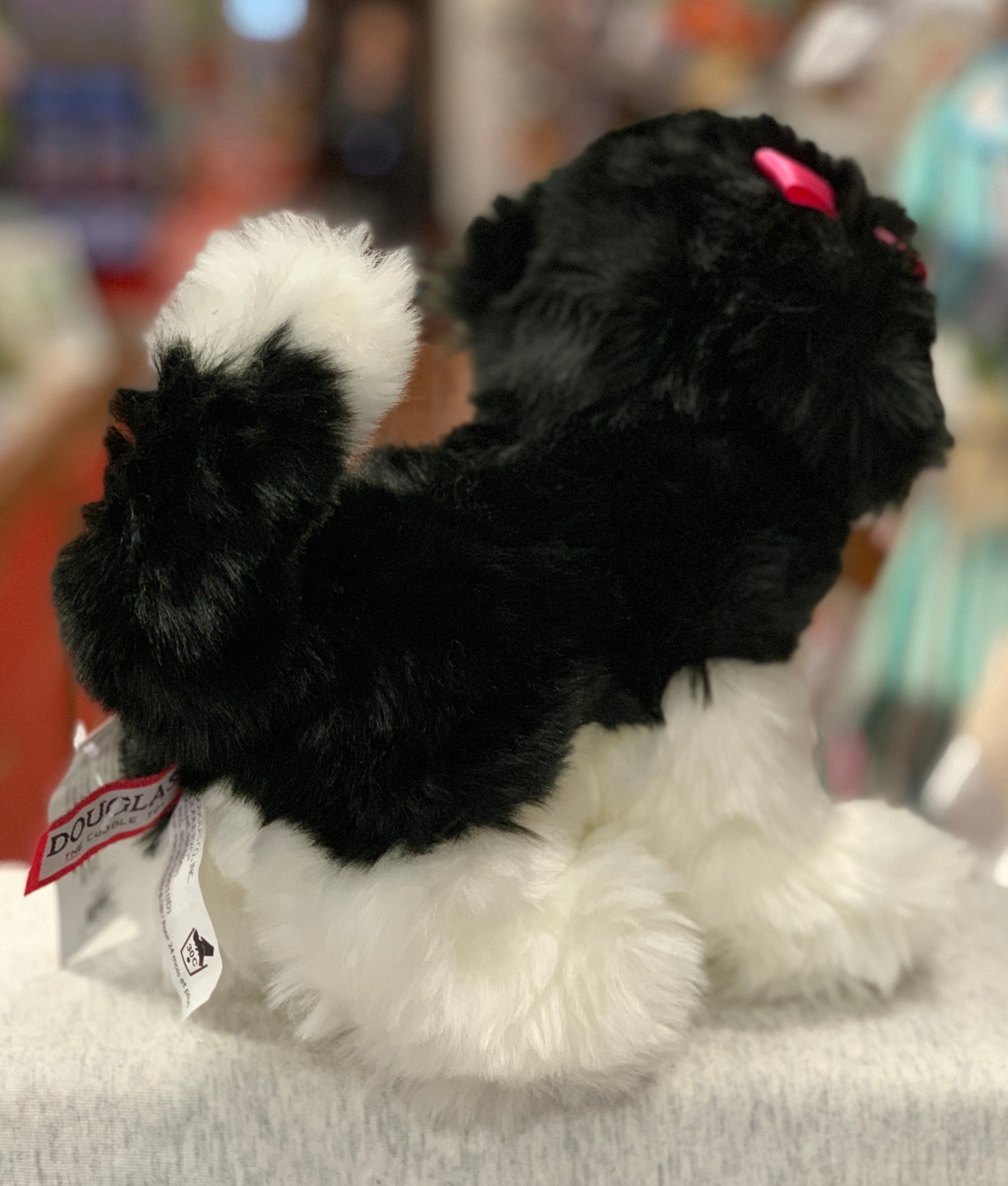 Douglas Poofy Shih Tzu Black and White Dog Plush 10 Sausalito Ferry Co