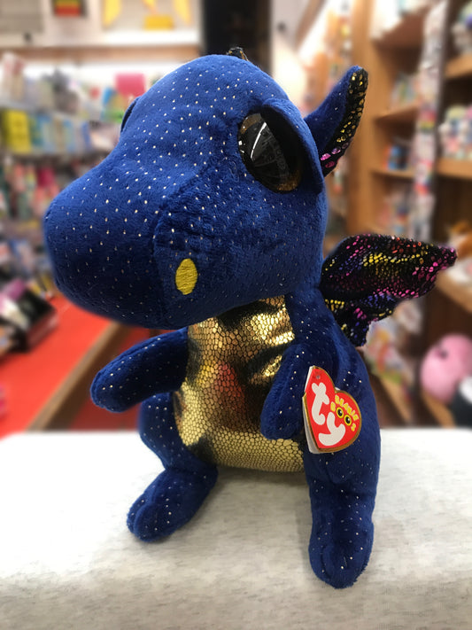 Ty Beanie Boo Medium Saffire Blue Speckled Dragon Plush 13"