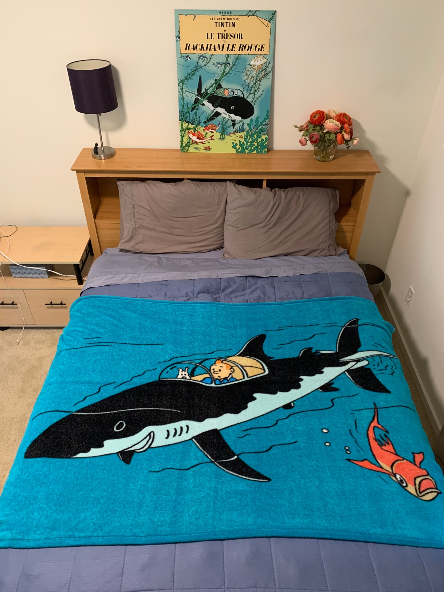 The Shark Submarine Fleece Blanket from Tintin Red Rackham's Treasure