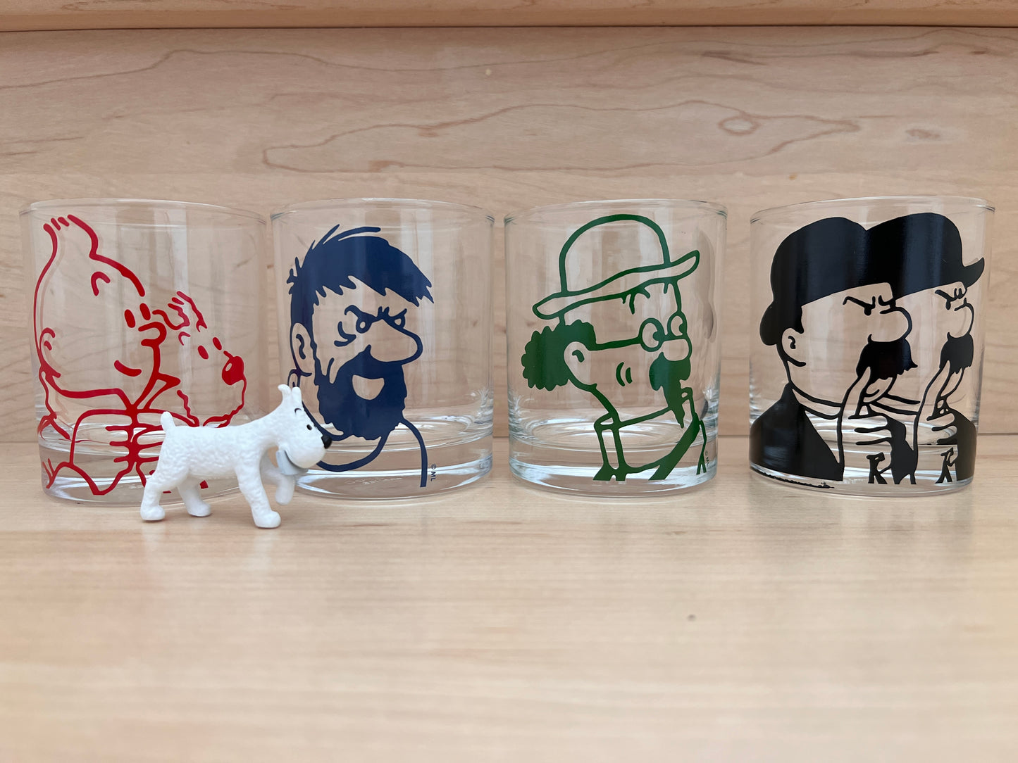 Tintin, Capt. Haddock, Prof. Calculus, Thompson and Thomson + Snowy 4 Glass Set Ref: 47016