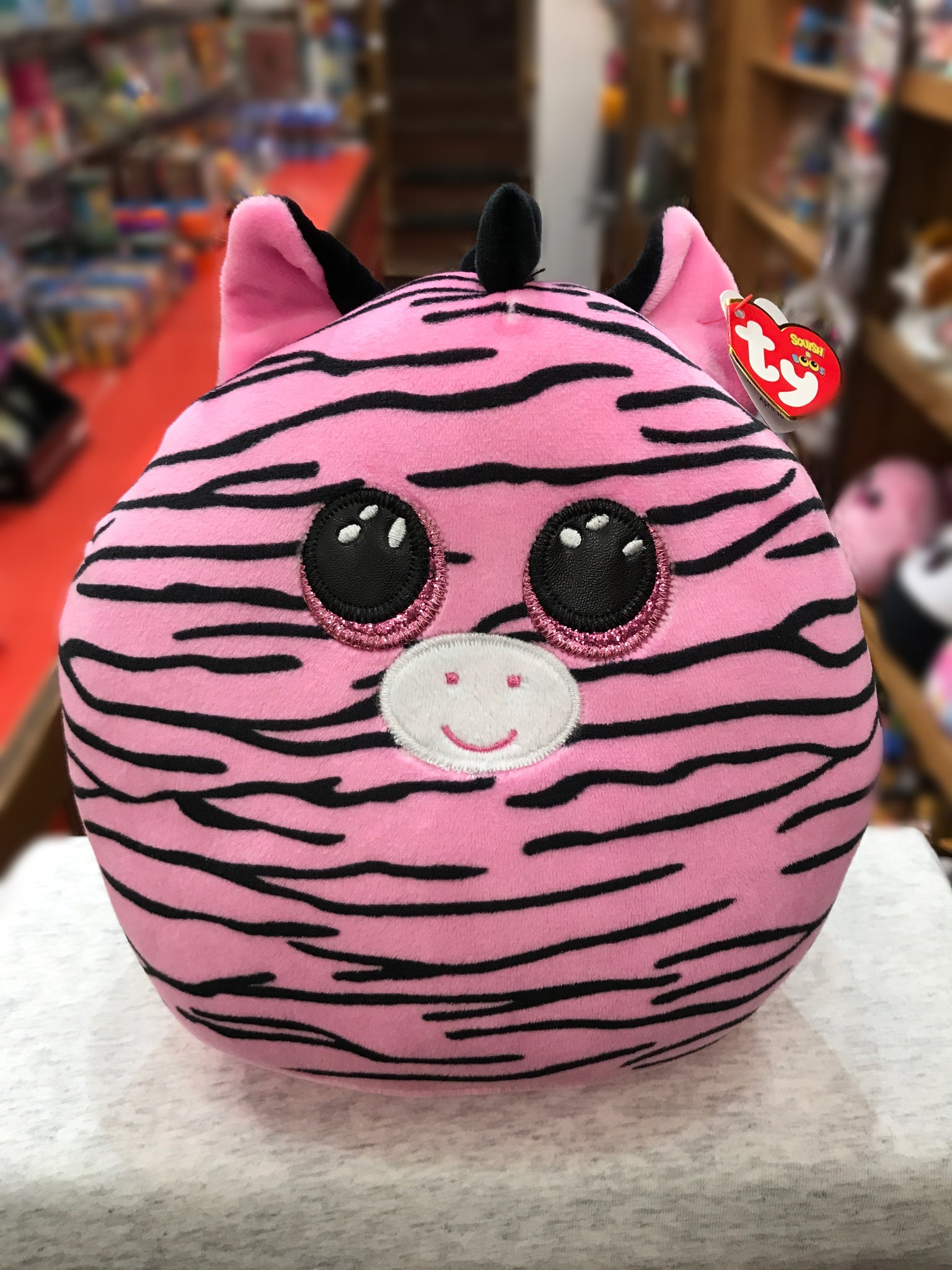 Ty Squish-a-Boo Medium Zoey Pink And Black Striped Zebra Plush 10 –  Sausalito Ferry Co