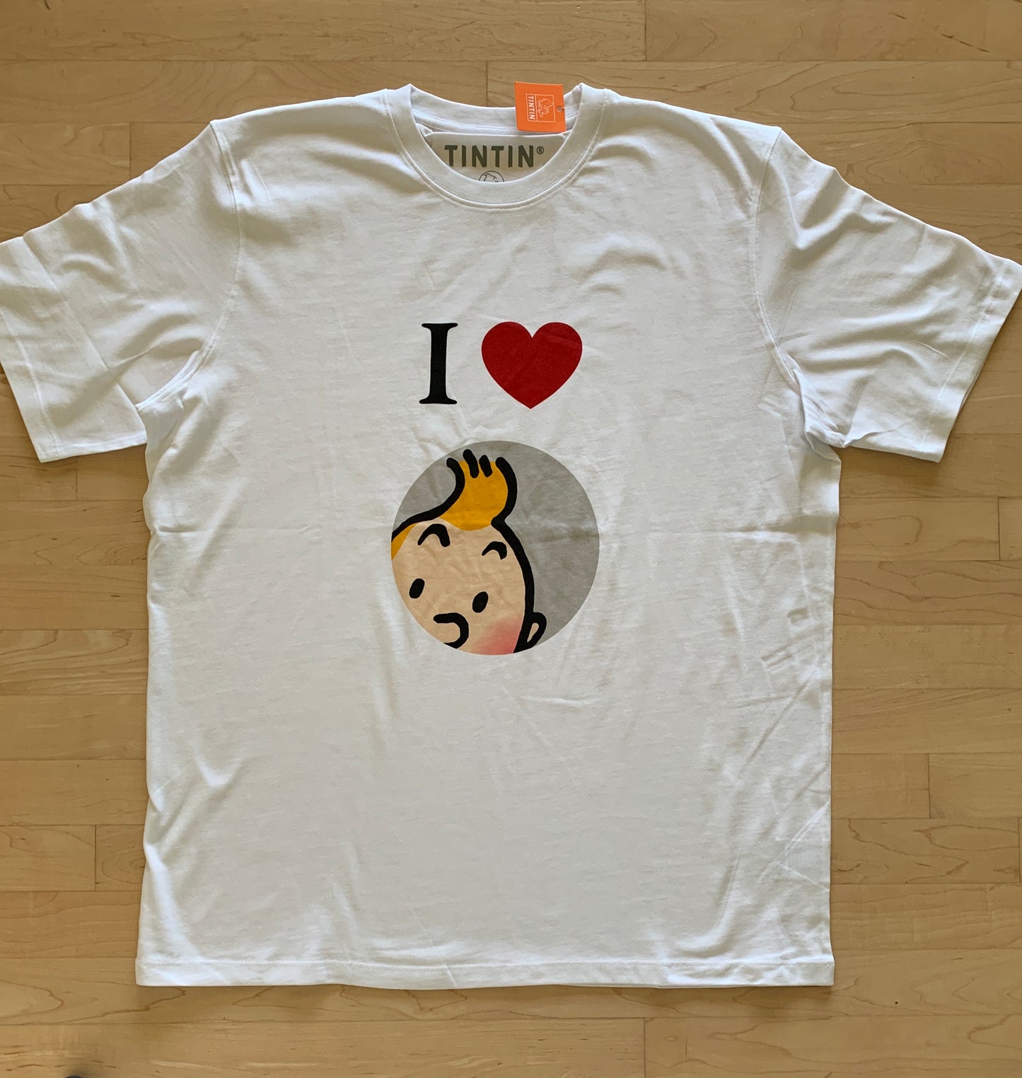 I Heart Tintin 100% White Cotton Tee XL Size Only